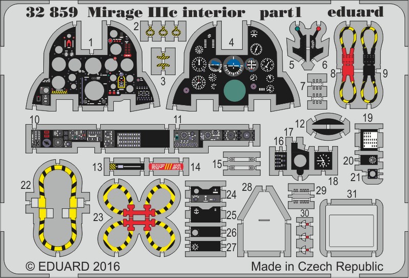 

Фототравление Eduard 32859 Mirage IIIc интерьер 1/32, Цветной