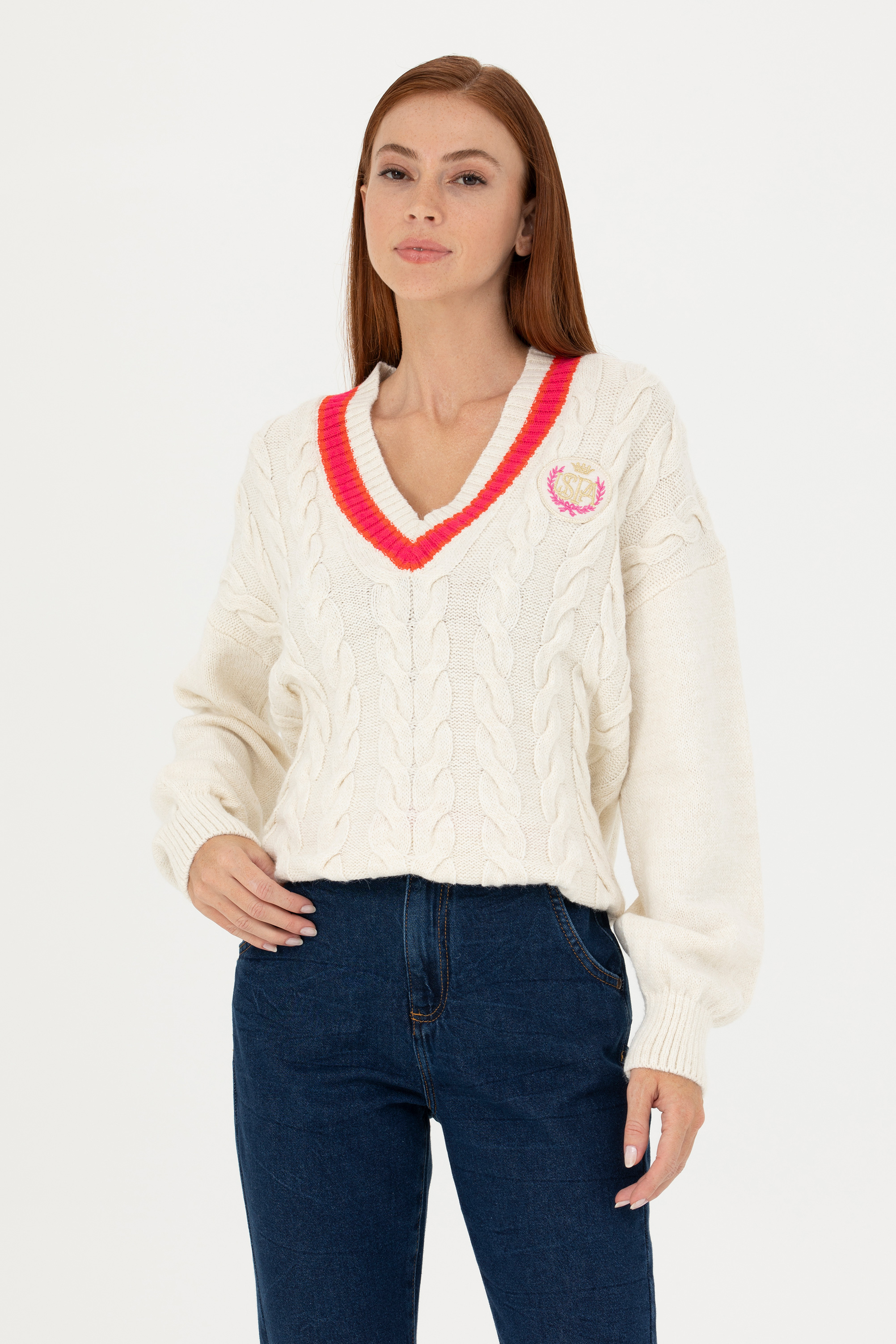

Пуловер женский US Polo Assn G082SZ0TK0YOKES бежевый XL, G082SZ0TK0YOKES