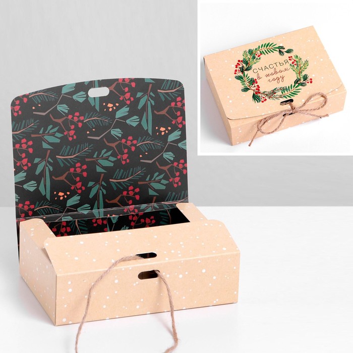 

Коробка складная двухсторонняя Новогодняя ботаника, 16.5 х 12.5 х 5 см, Разноцветный