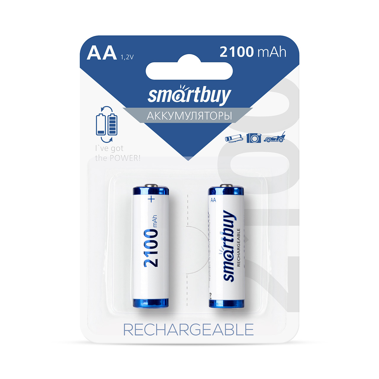 Аккумуляторные батарейки SmartBuy AA 2100mAh mAh 2шт. в блистере