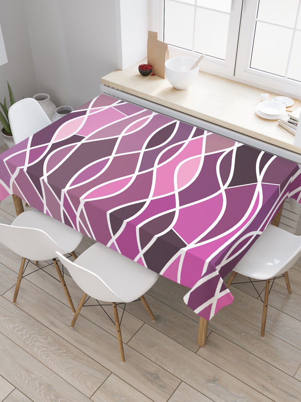 

Скатерть прямоугольная JoyArty "Абстрактная геометрия волн" из сатена, 120x145 см, Розовый, Абстрактная геометрия волн