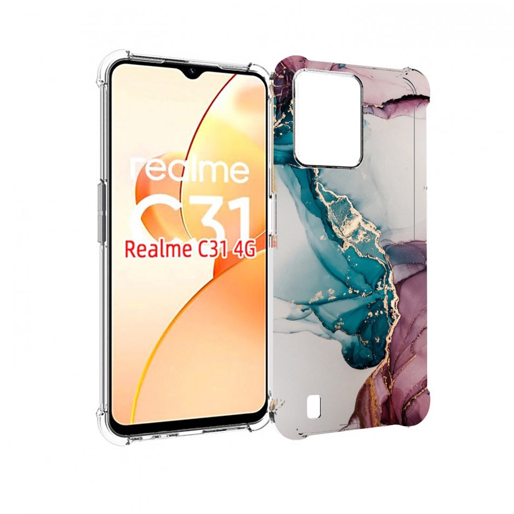 

Чехол MyPads фиолетовый синий краски для OPPO Realme C31, Прозрачный, Tocco