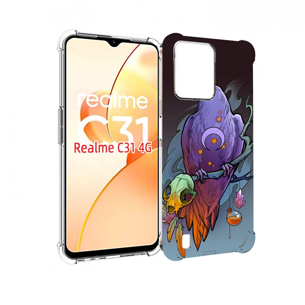 

Чехол MyPads фиолетовый ворон на ветке для OPPO Realme C31, Прозрачный, Tocco