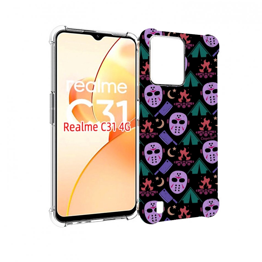 

Чехол MyPads фиолетовые маски для OPPO Realme C31, Прозрачный, Tocco