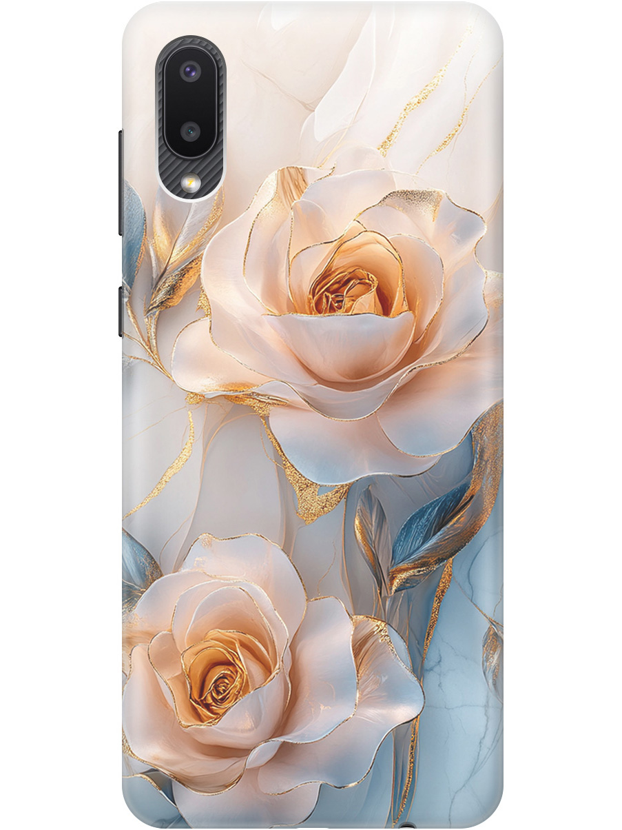

Силиконовый чехол на Samsung Galaxy A02 с принтом "Белые розы на мраморе", Прозрачный;белый;оранжевый, 724352123