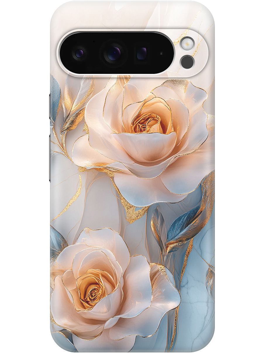 

Силиконовый чехол на Google Pixel 9 pro с принтом "Белые розы на мраморе", Прозрачный;белый;оранжевый, 784810323