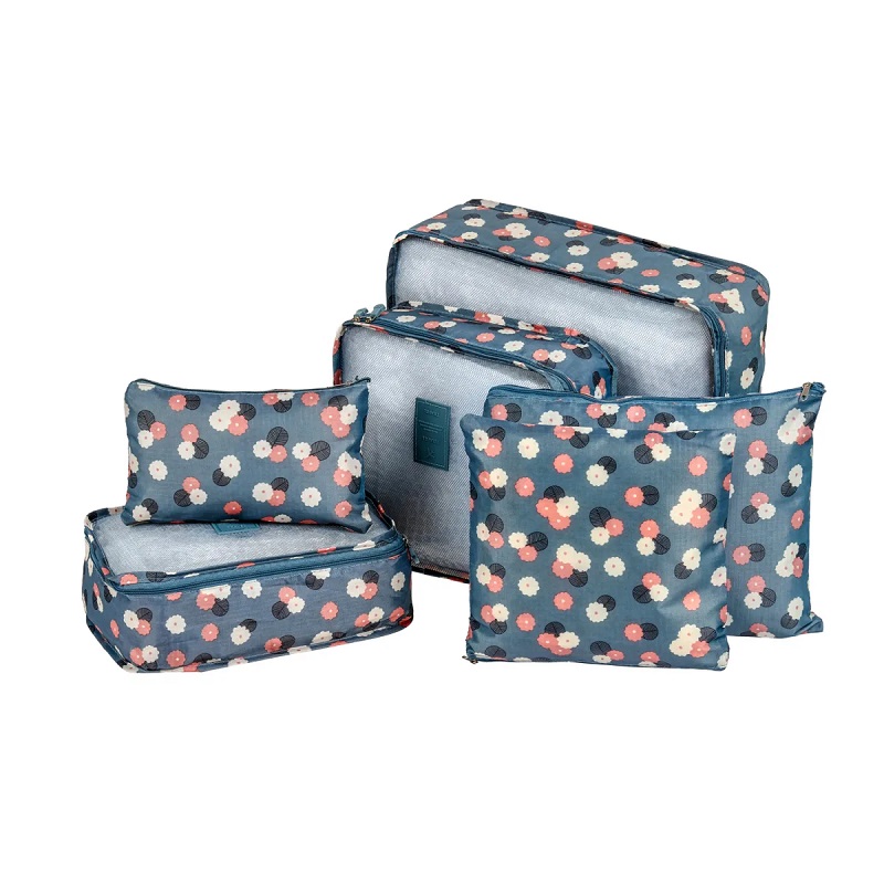 фото Набор для путешествий и хранения laundry pouch из 6 сумок органайзеров j0015 бирюзовый baziator