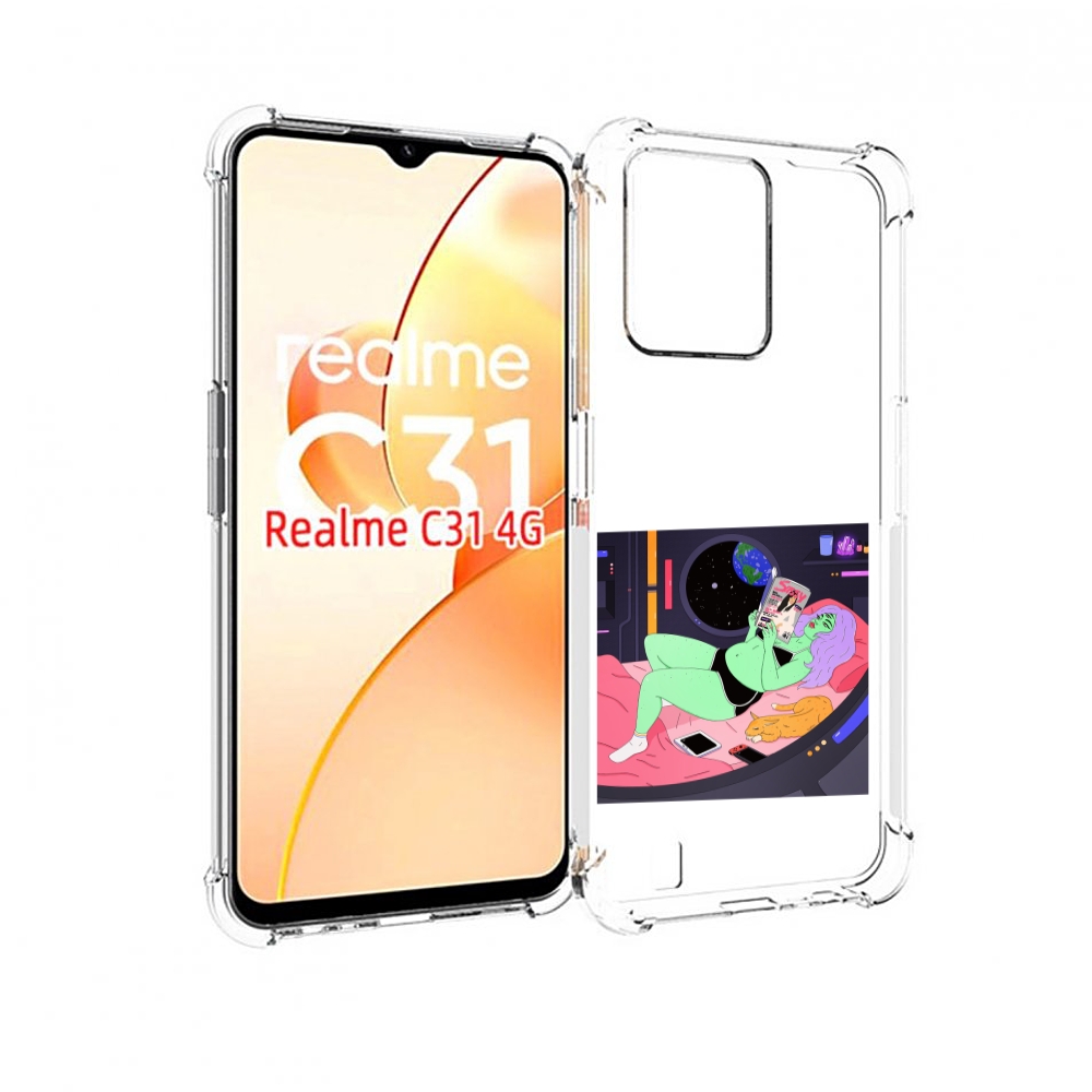 

Чехол MyPads трехглазая девушка зеленая для OPPO Realme C31, Прозрачный, Tocco