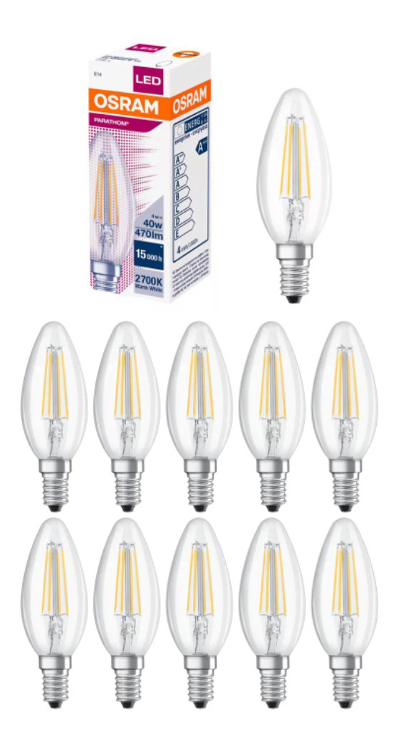 

Лампочка светодиодная OSRAM Свеча B E14 6,5Вт 220В 470Лм 2700К Теплый белый упак. 10шт, Свеча B E14 6,5Вт 220В 470Лм 2700К Филамент Диммируемая