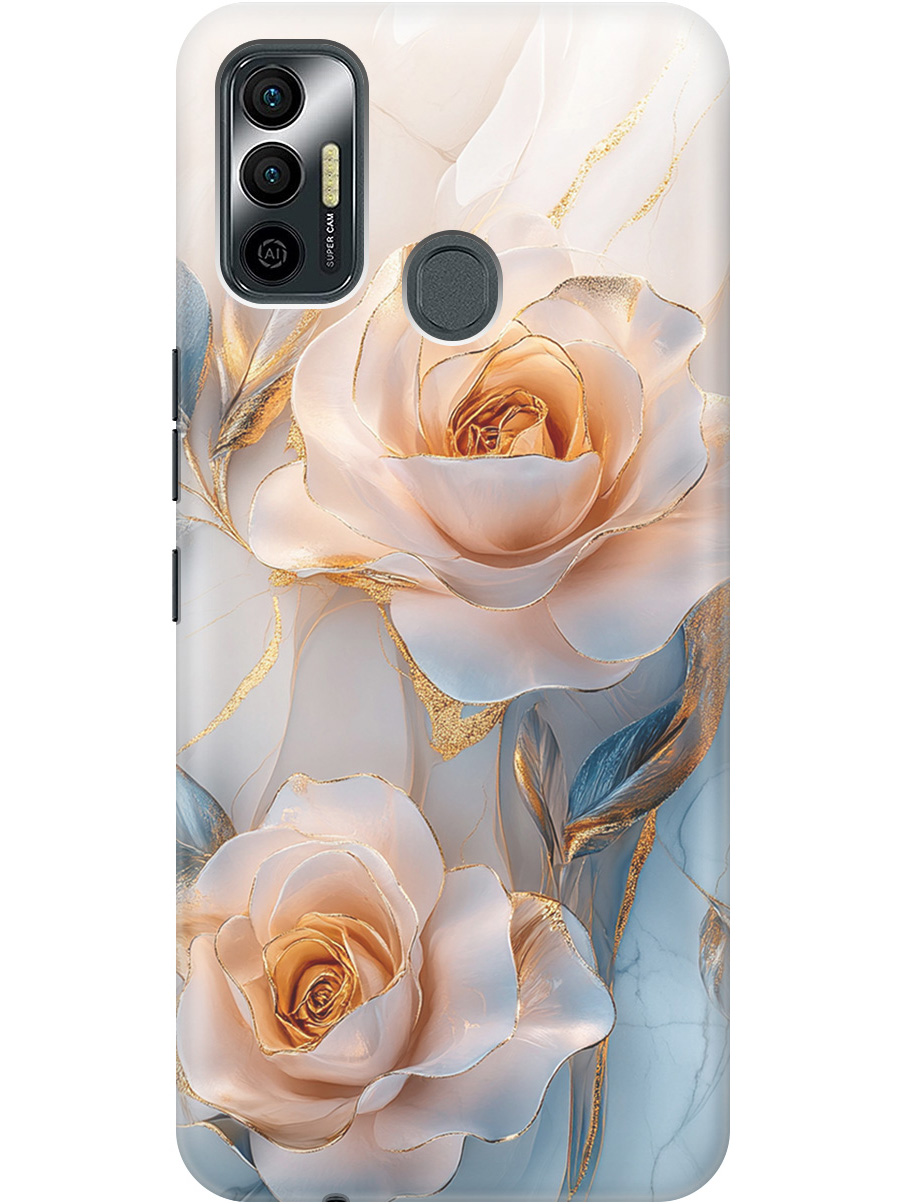 

Силиконовый чехол на Tecno Spark 7 с принтом "Белые розы на мраморе", Прозрачный;белый;оранжевый, 741736123