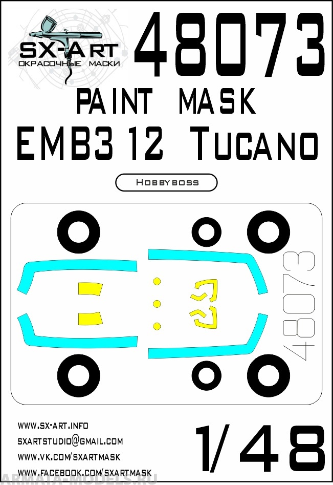 

48073SX Окрасочная маска EMB312 Tucano Hobbyboss
