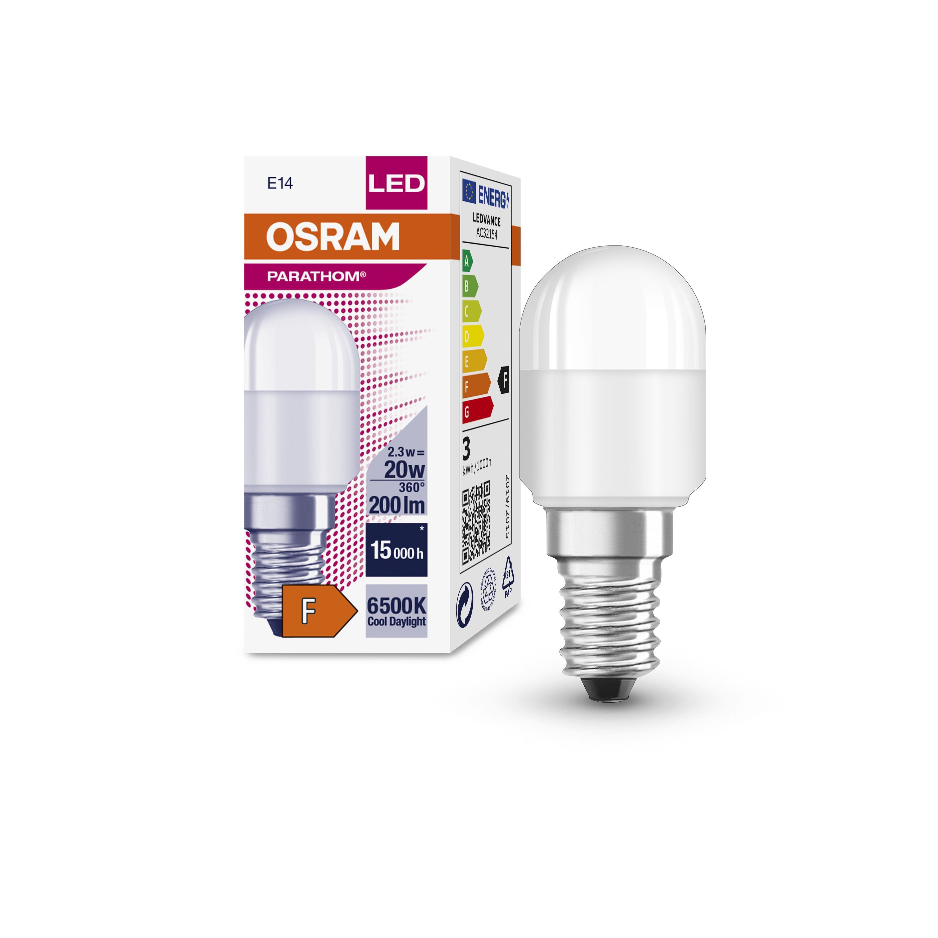 

Лампа светодиодная OSRAM Для Холодильника 2.3Вт 220В E14 200Лм 6500К холодный белый 1шт, Для Холодильника 2.3Вт 220В E14 200Лм 6500К