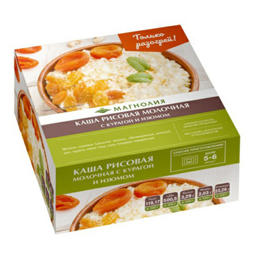Каша рисовая Магнолия молочная с курагой и изюмом 200 г