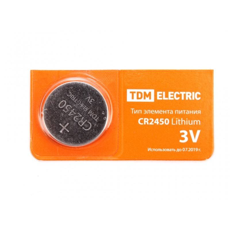Батарейка CR2450 - TDM-Electric Lithium 3V BP-5 SQ1702-0031 (1 штука)
