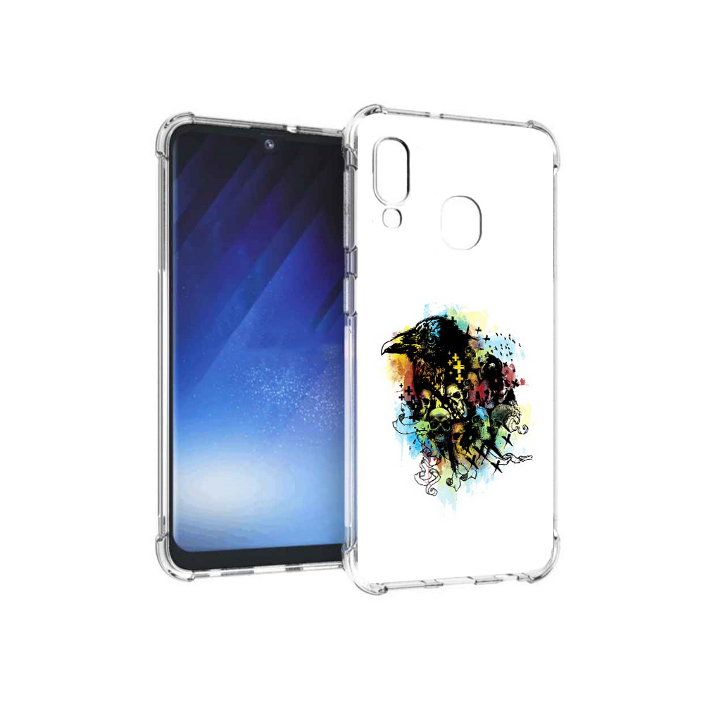 

Чехол MyPads Tocco для Samsung Galaxy A20e ворон и черепа (PT133424.505.273), Прозрачный, Tocco
