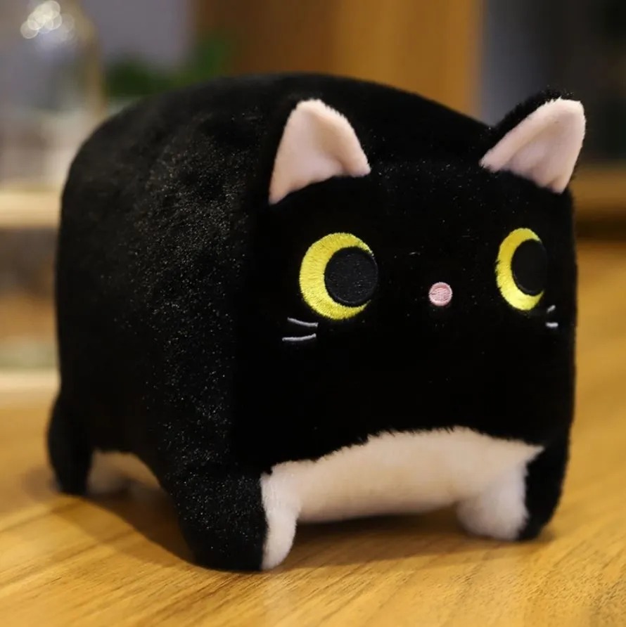 Мягкая игрушка Глазастый котик Кирпичик BashExpo 40 см черный