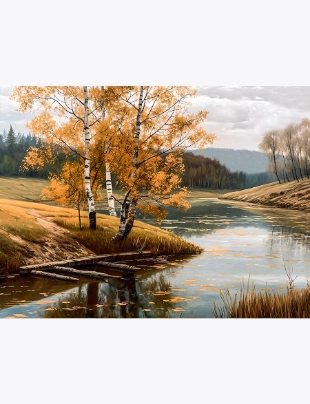 

Алмазная мозаика без подрамника Краски осени, 130x100 см, 30 цветов, 63407, РА-303