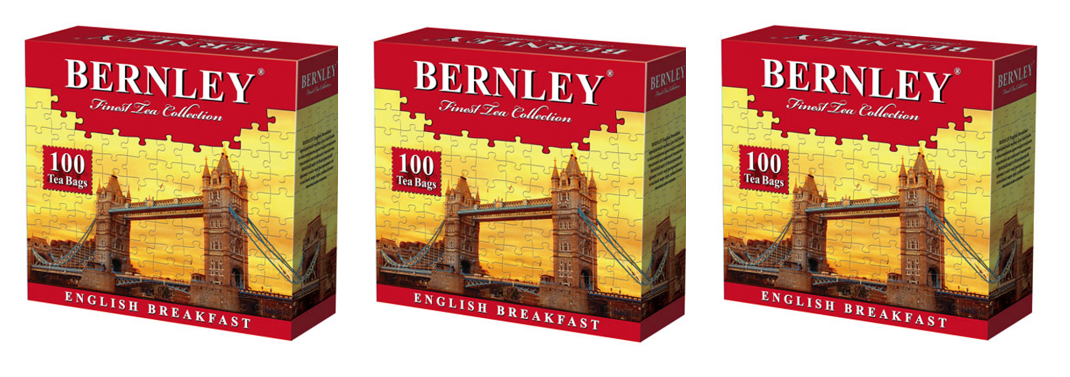 Чай черный Bernley English Breakfast, 100 пакетиков, 3 упаковки