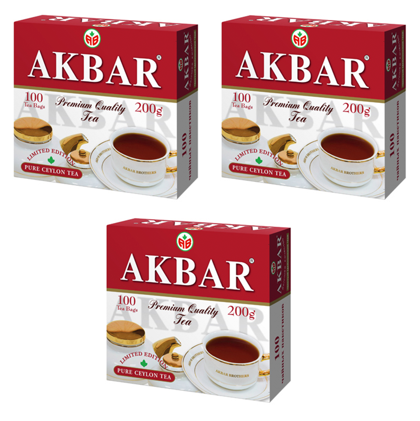 Чай черный Akbar Limited Edition, 100 пак, 3 упаковки