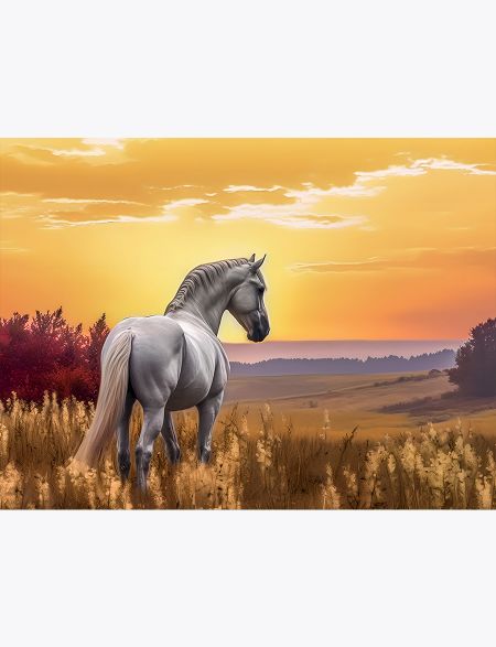 

Алмазная мозаика без подрамника Белый жеребец, 50x40 см, 63386, РА-301
