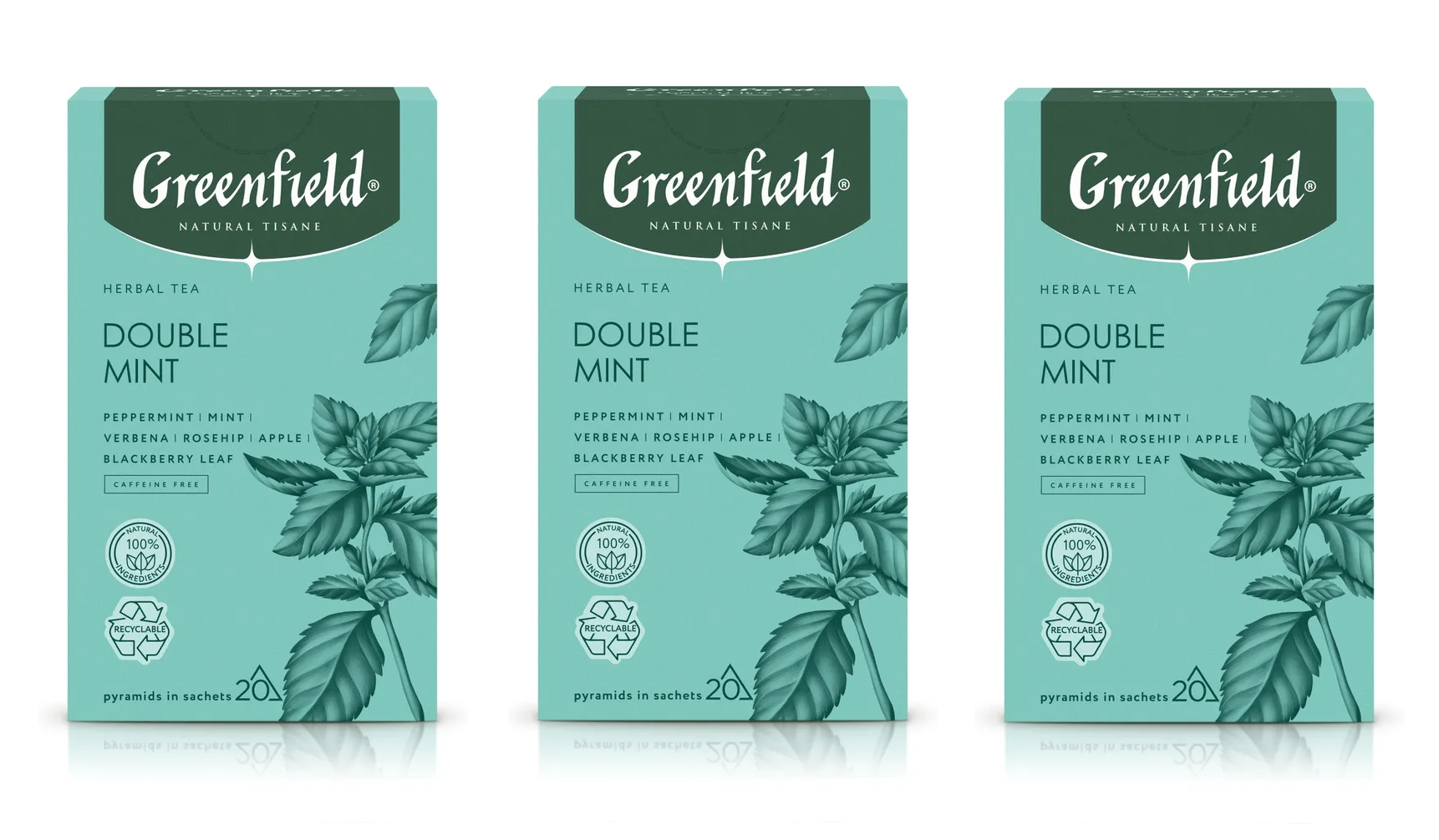 

Чай травяной Greenfield Tisane Double Mint, 20 пирамидок по 1,8 г, 3 упаковки
