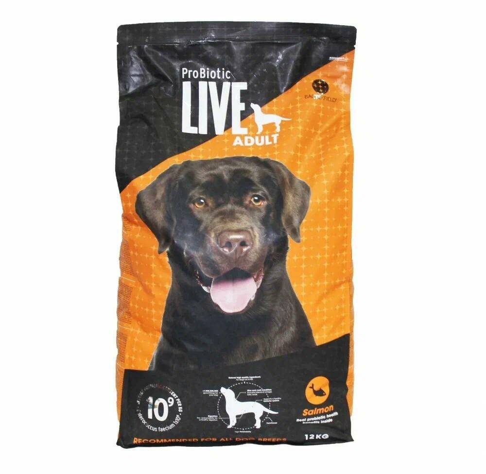 Сухой корм для собак Probiotic Live, лосось, 12 кг