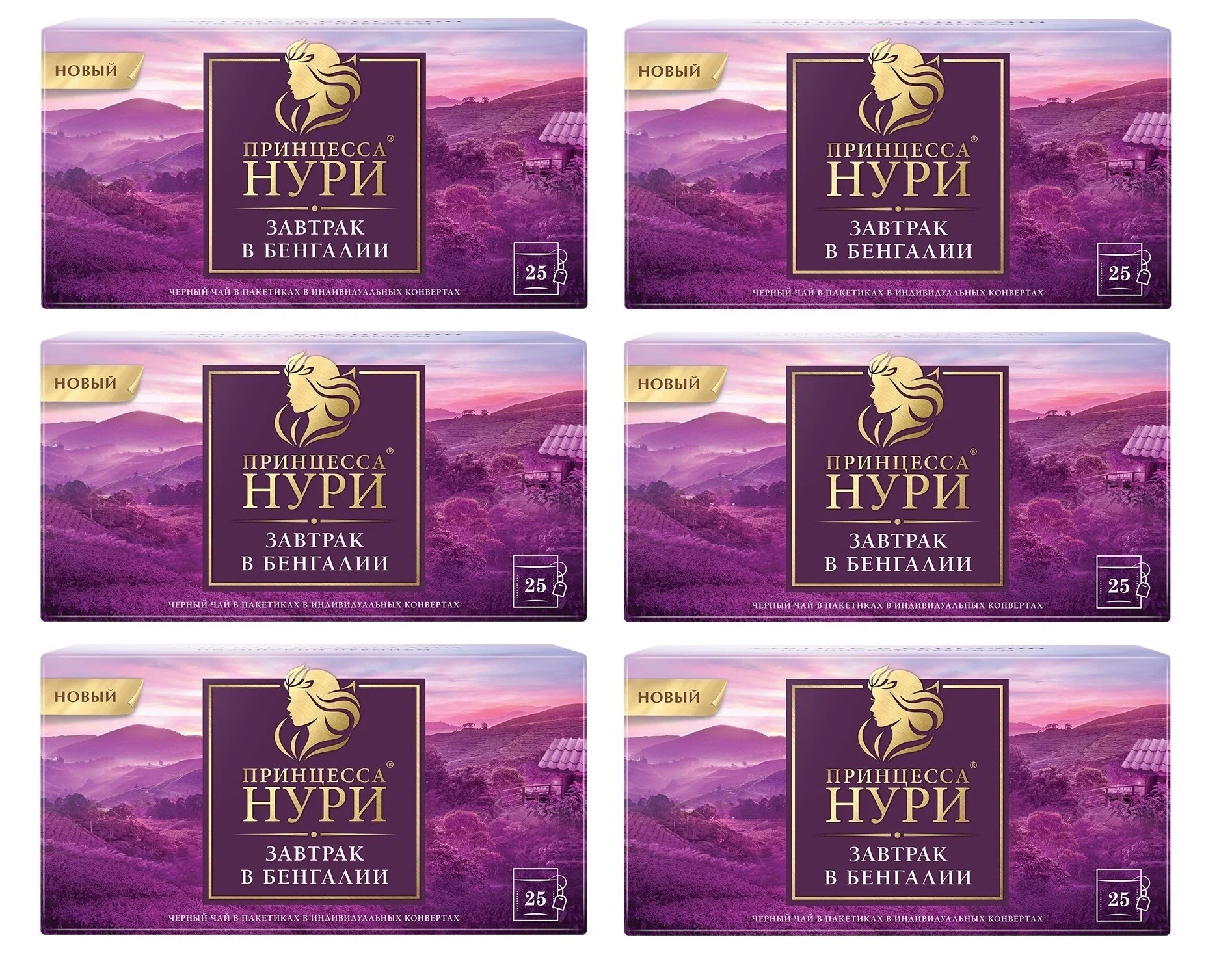 

Чай черный Принцесса Нури Завтрак в Бенгалии, 25 пакетиков 6 упаковок