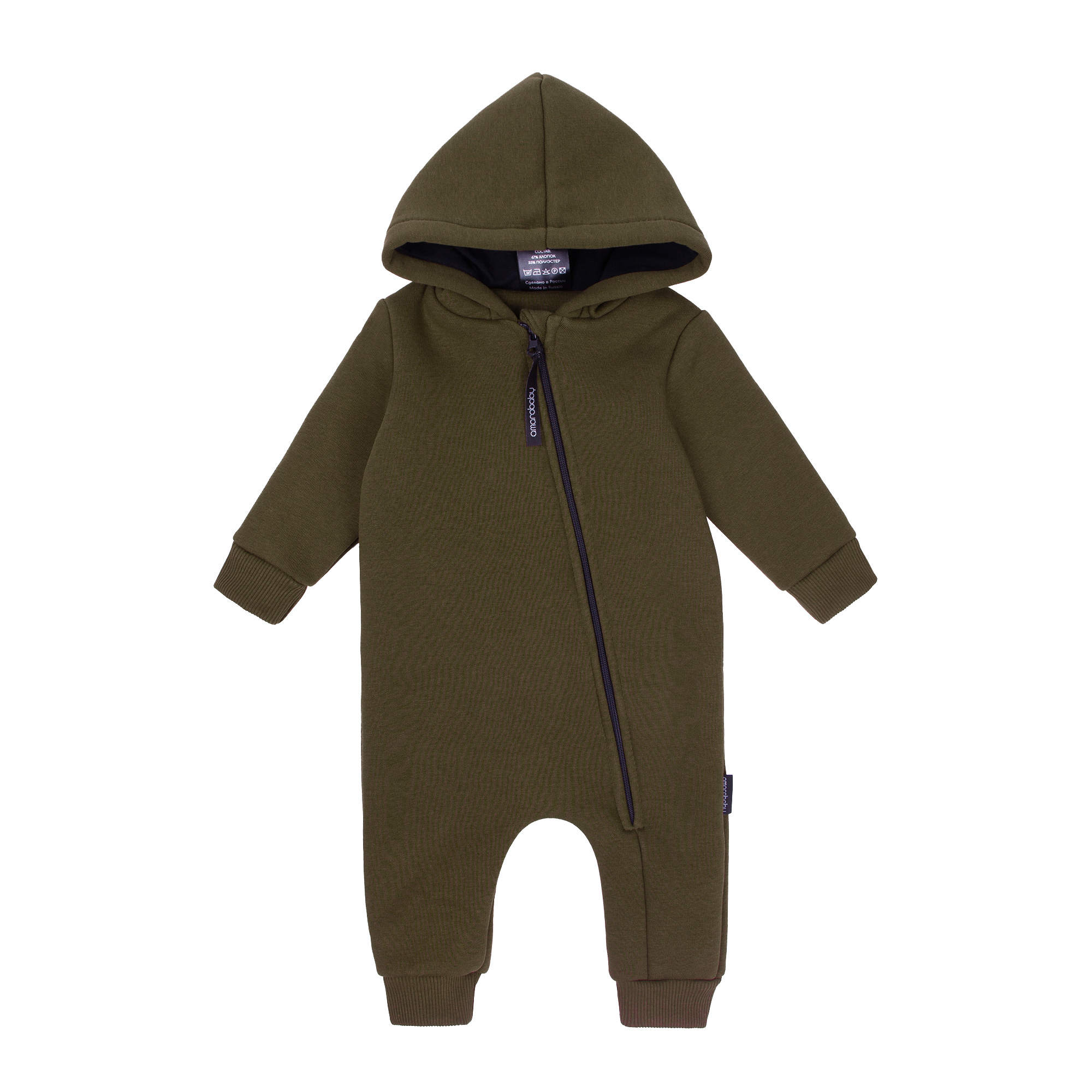 фото Комбинезон детский amarobaby mono ab-od21-mono502 футер 360гр с начес хаки р.98