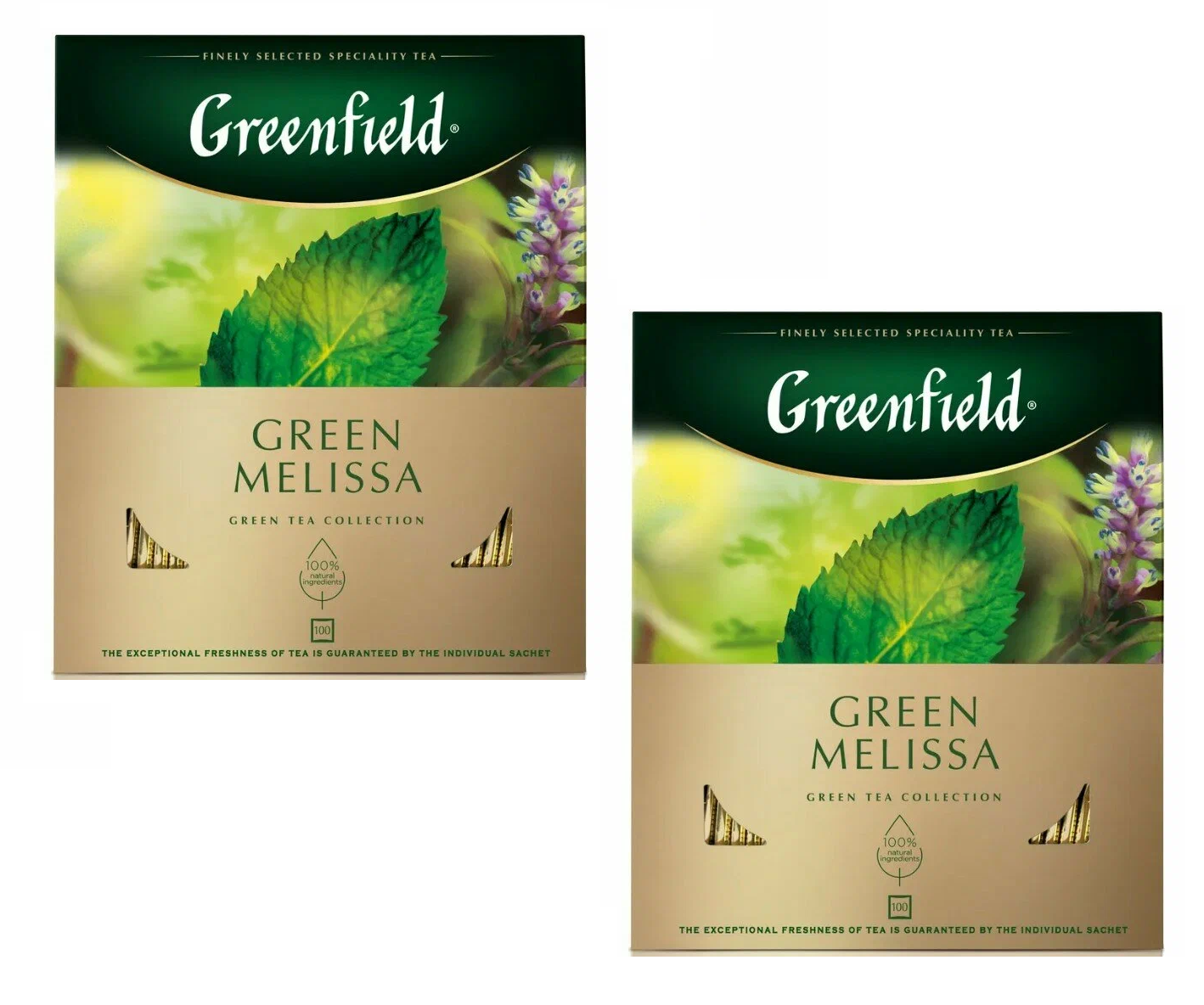 

Чай зеленый Greenfield Green Melissa, 100 пакетиков, 150 г х 2 уп