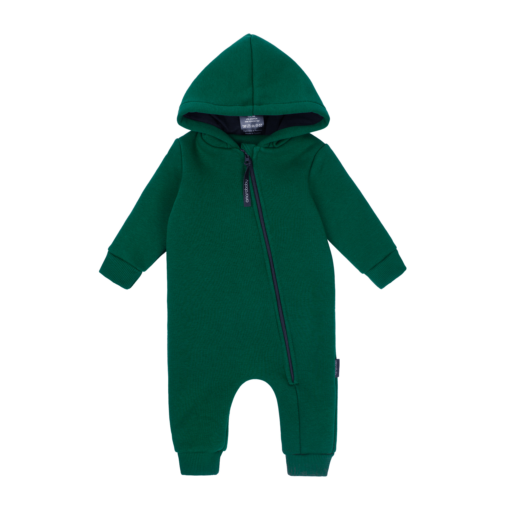 фото Комбинезон детский amarobaby mono ab-od21-mono502 футер 360гр с начес зелен р.86