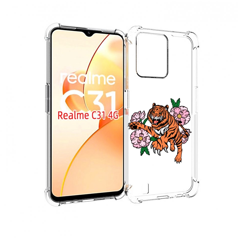 

Чехол MyPads тигры-цветочные для OPPO Realme C31, Прозрачный, Tocco