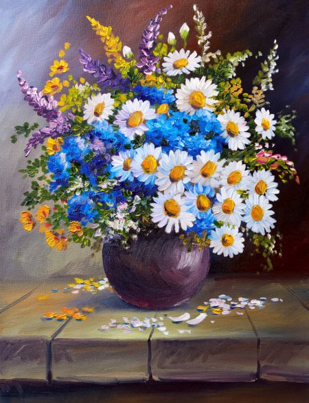 

Алмазная мозаика без подрамника Полевые Цветы в Вазе, 40x30 см, 40 цветов, 54661, РА-052