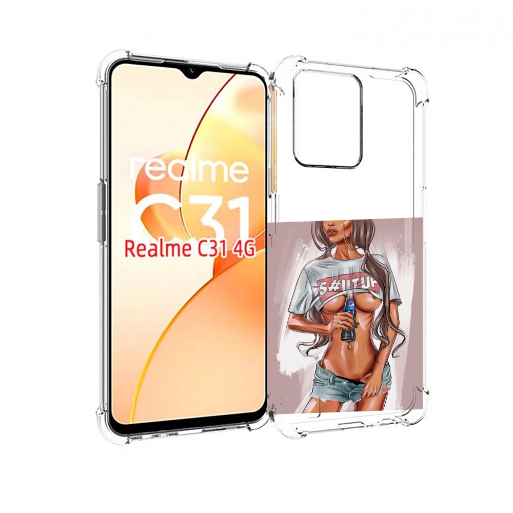 

Чехол MyPads стройная-девушка-с-пепси женский для OPPO Realme C31, Прозрачный, Tocco