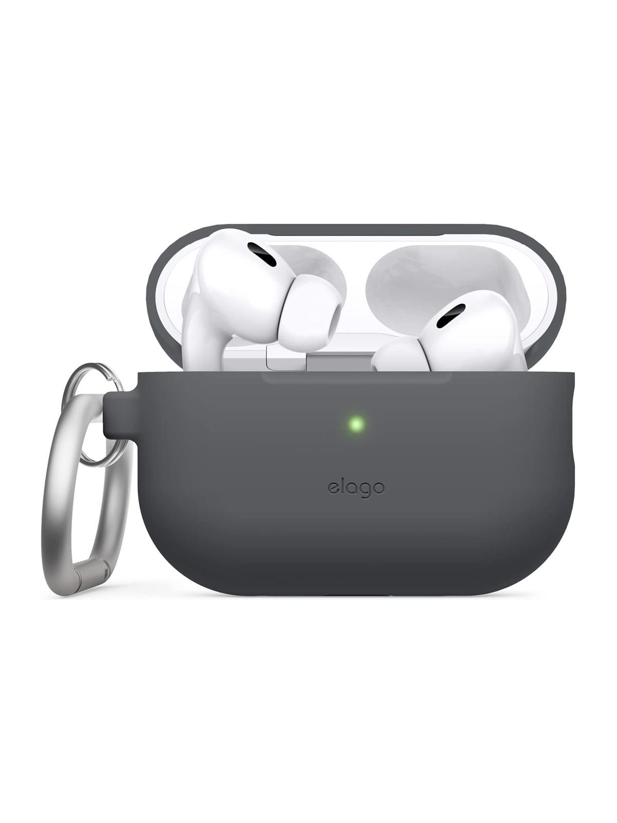 

Чехол Elago для Airpods Pro 2 силиконовый с карабином, серый, Silicone Hang case