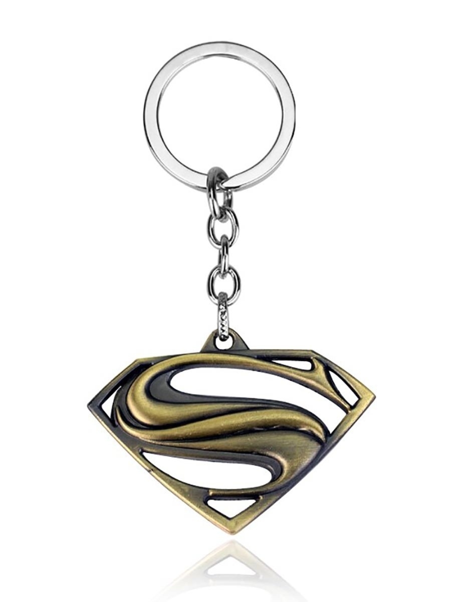 фото Брелок для ключей супермен из металла золотистый, размер 6 х 3,6 см, gf-mbr-020 nobrand