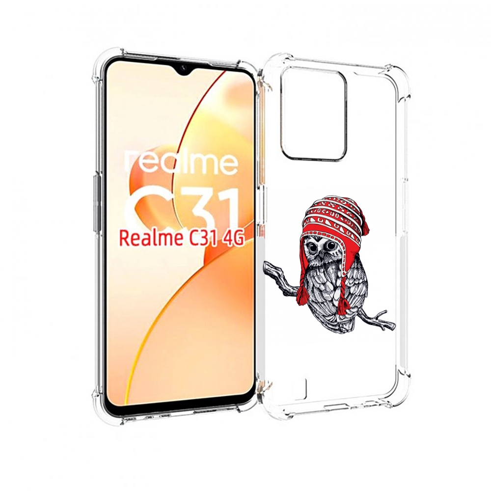 

Чехол MyPads сова-в-красной-шапке-на-веточке для OPPO Realme C31, Прозрачный, Tocco