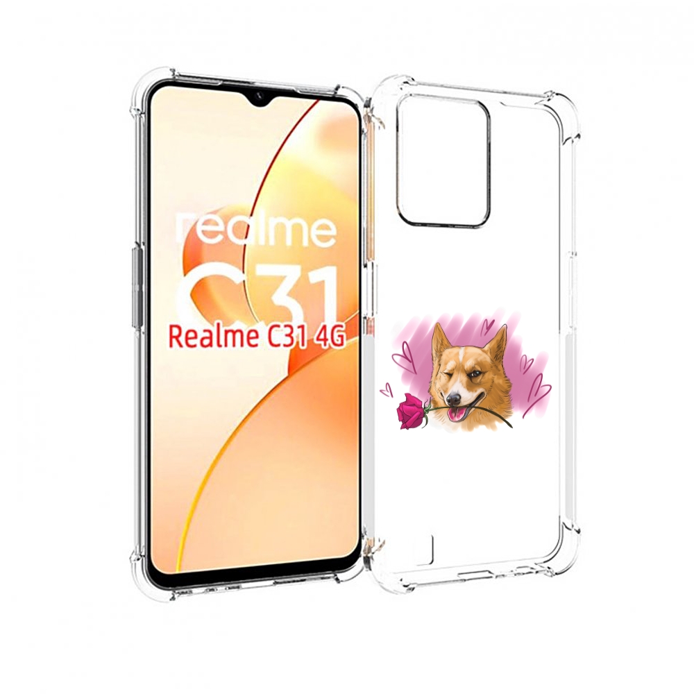 

Чехол MyPads собачка-с-розочкой для OPPO Realme C31, Прозрачный, Tocco