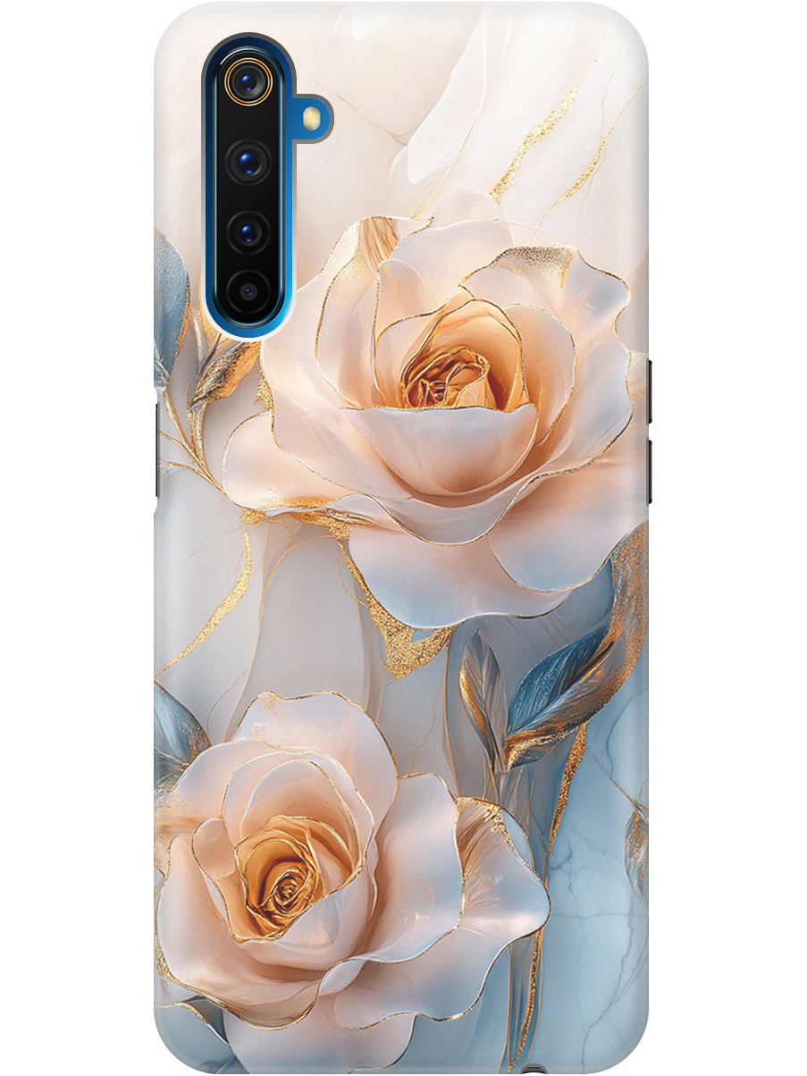 

Силиконовый чехол на Realme 6 Pro с принтом "Белые розы на мраморе", Прозрачный;белый;оранжевый, 726149523