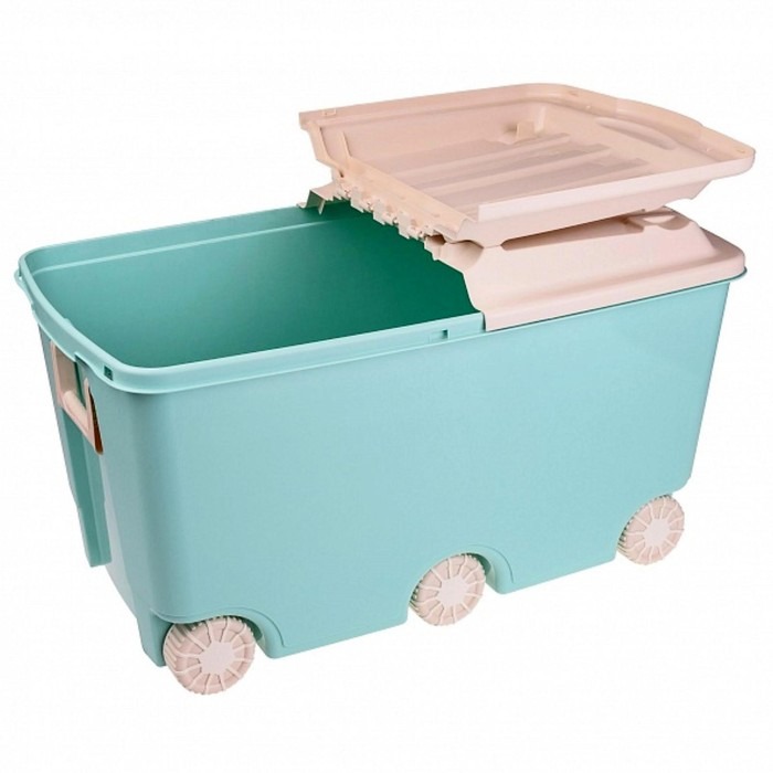 фото Ящик для игрушек на колёсах пластишка цвет зелёный 4442103
