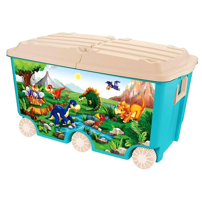 Ящик для игрушек на колёсах Пластишка с декором 665 л цвет голубой 4338623