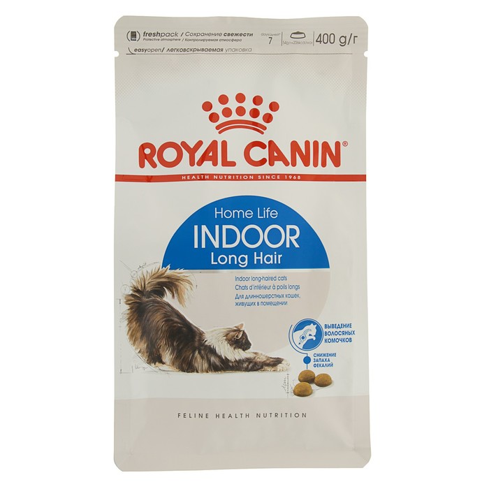 

Сухой корм для кошек Royal Canin Indoor Long Hair, для длинношерстных, 400 г