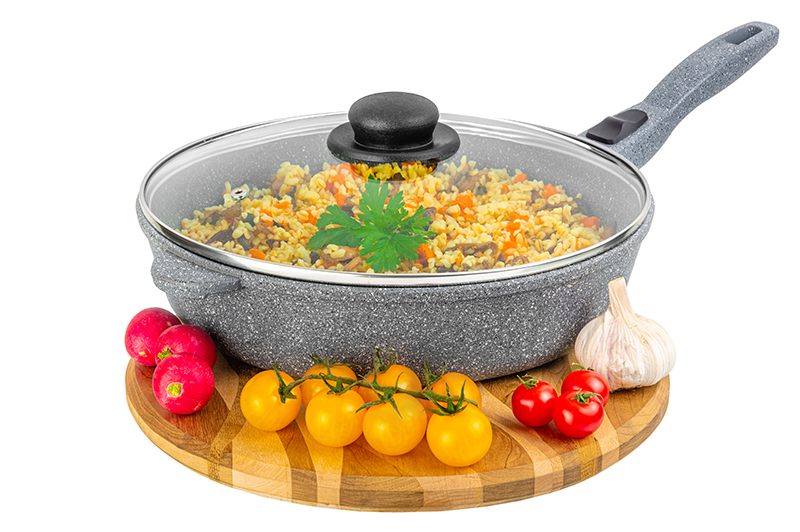 

Сковорода глубокая Elan Gallery ГАРМОНИЯ ВКУСА Серый мрамор 28 см с крышкой, съёмная ручка, Темно-серый, Elan Gallery-75
