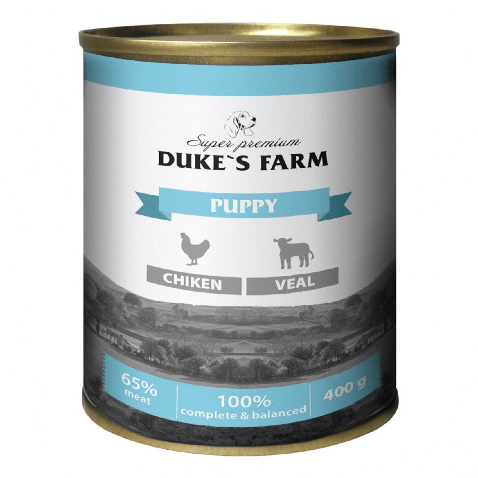 Влажный корм для щенков Duke's Farm, паштет из курицы с телятиной, 400 г