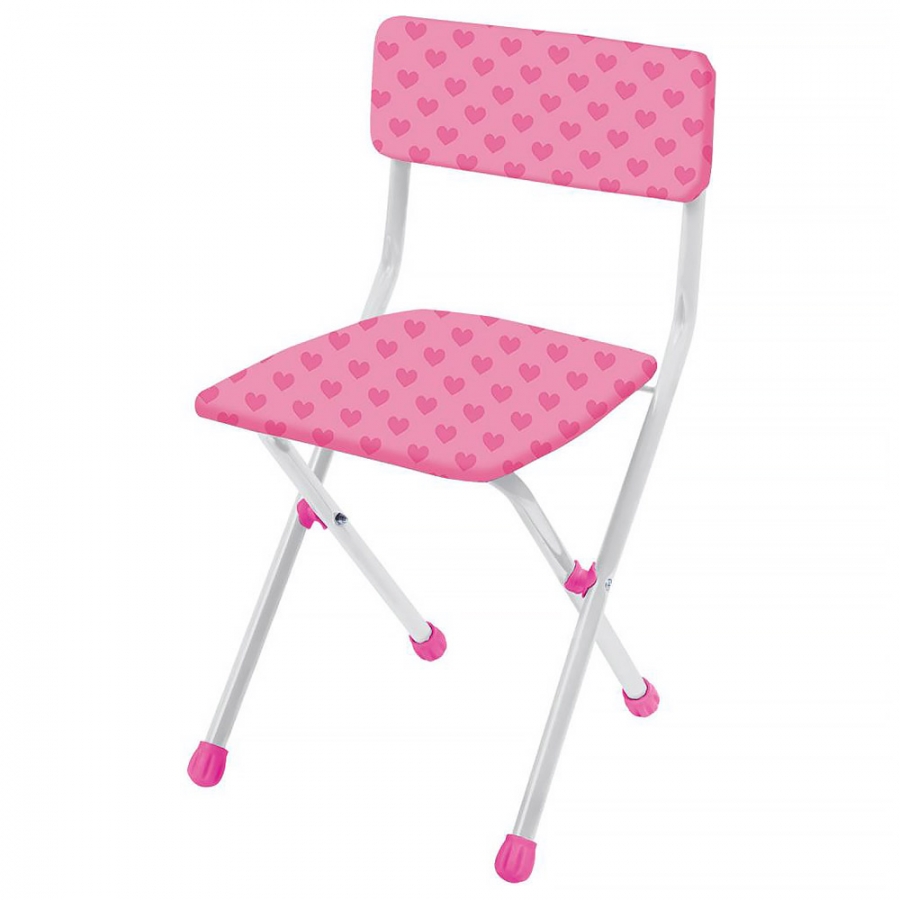 Стул детский складной Nika мягкий моющийся Сердечки розовые стул детский складной умница моющийся горошек на розовом сту 3 8