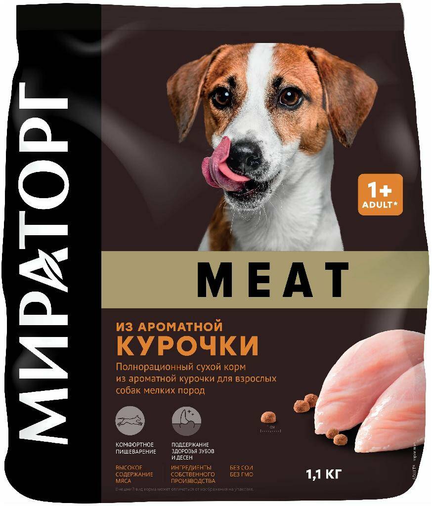 

Сухой корм для собак Мираторг Meat, для мелких пород, с ароматной курочкой, 1,1 кг