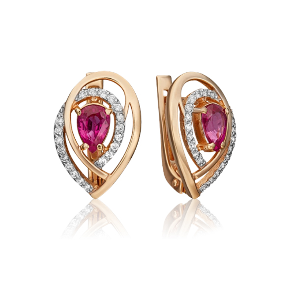 

Серьги из красного золота с рубином, бриллиантом PLATINA jewelry 02-0100-00-107-1110-30, 02-0100-00-107-1110-30