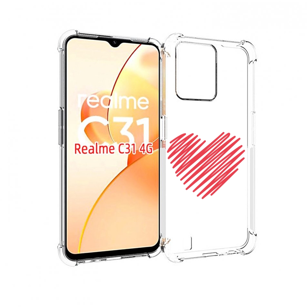 

Чехол MyPads сердечко-одной-линией для OPPO Realme C31, Прозрачный, Tocco