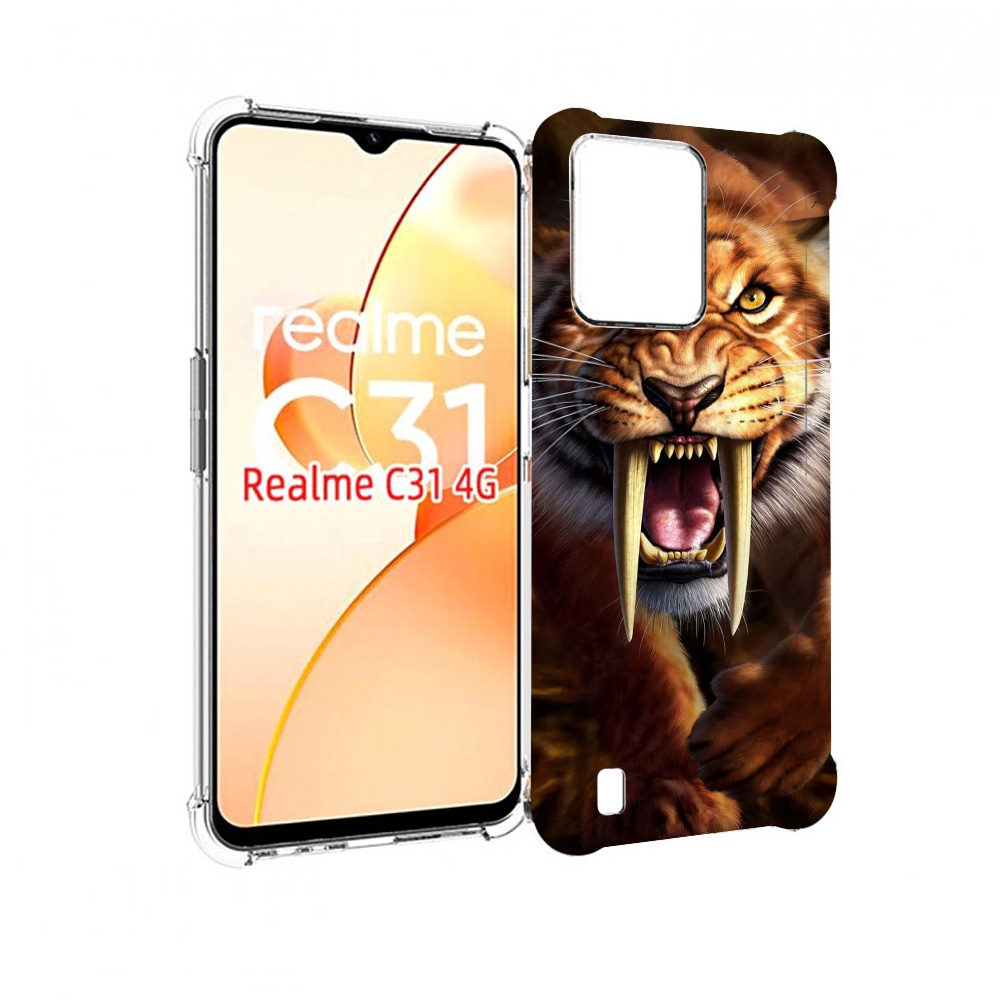 

Чехол MyPads саблезубый злой тигр для OPPO Realme C31, Прозрачный, Tocco