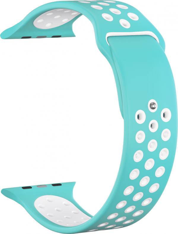 

Ремешок силиконовый GSMIN Sport Edition для Apple Watch Series 2 42/44 (Голубо-белый)