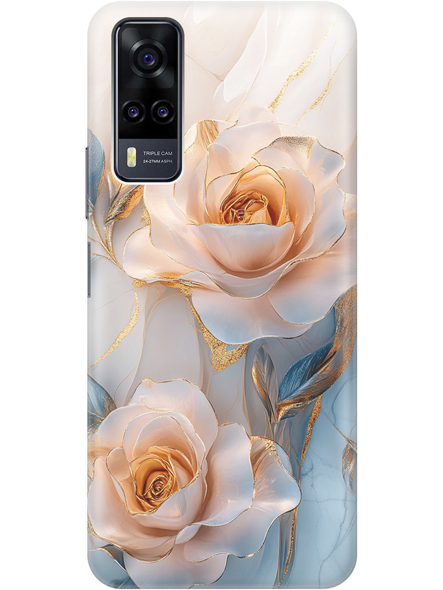 

Силиконовый чехол на Vivo Y31/Y53s 4G/Y51 2020 с принтом "Белые розы на мраморе", Прозрачный;белый;оранжевый, 743438323